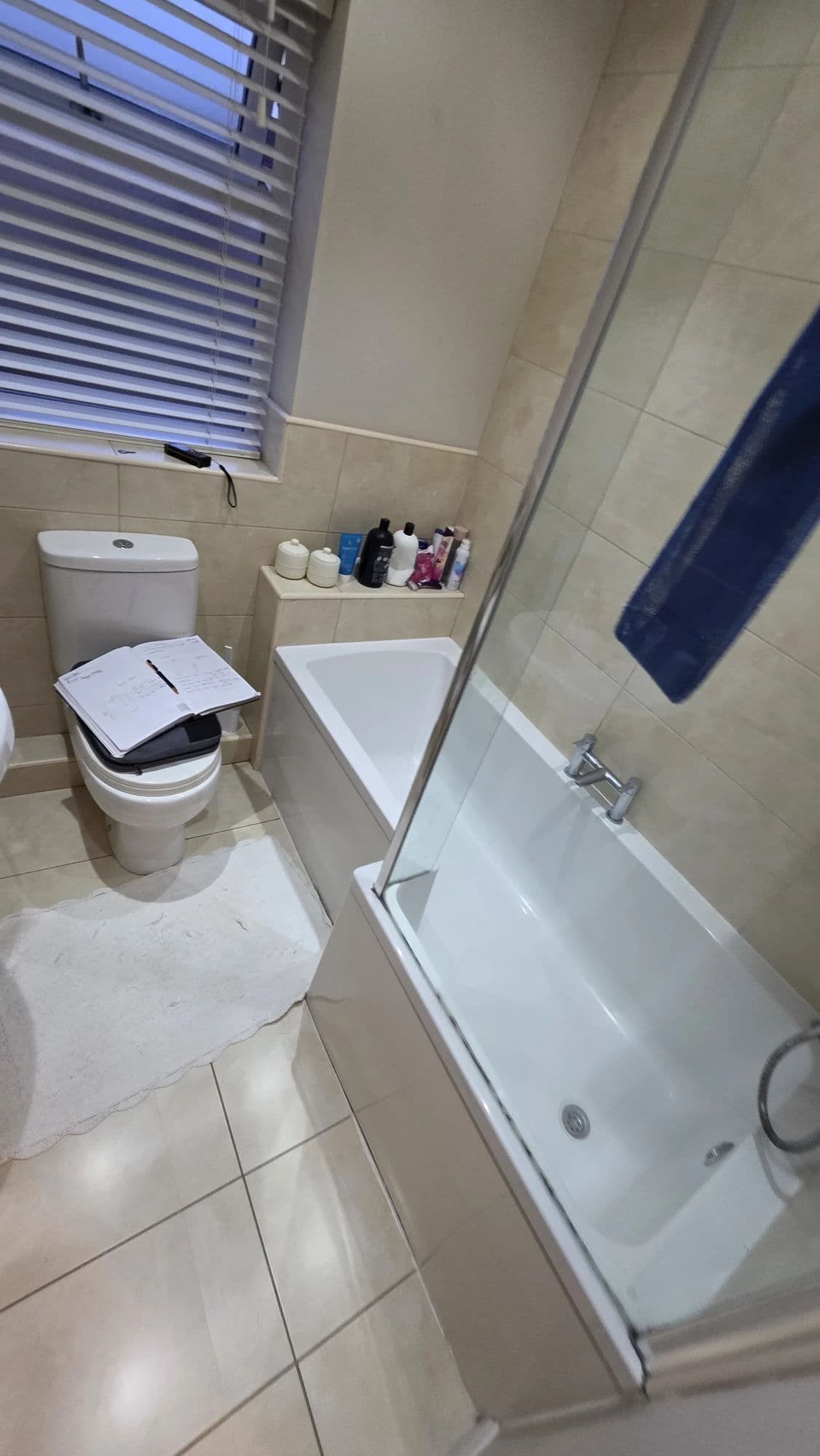 Ingleby Barwick Main Bathroom Installation and Refurbishment with Patterned LVT in Ingleby Barwick — before work began. Services: Bathroom Installation, Shower Installation, Plumbing, Flooring, Bathroom Refurbishment, Bathroom Tiling, Bathtub Installation, Bathroom Renovation.