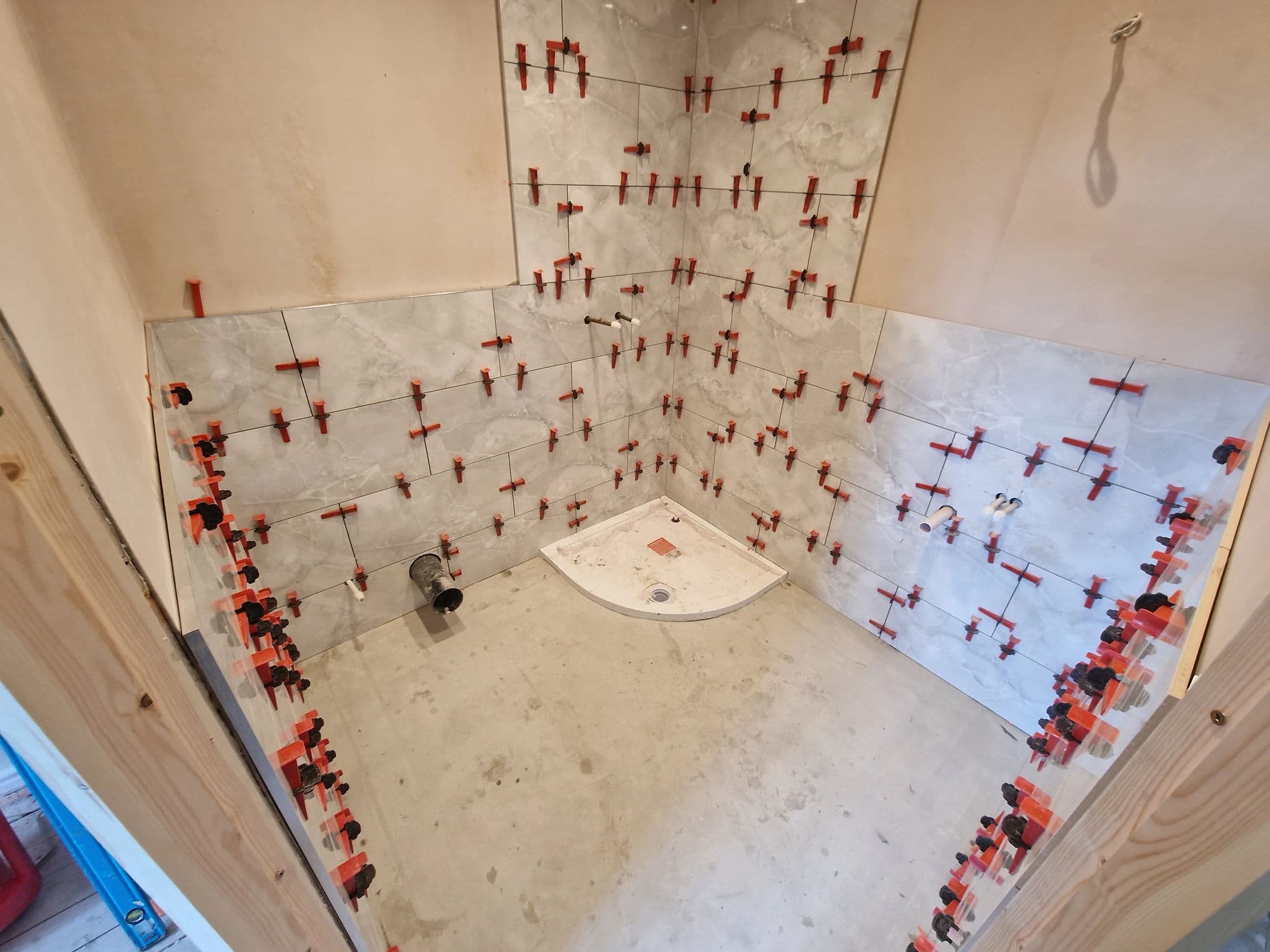 Bathroom Fitting Yarm with Quadrant Shower in Yarm — before work began. Services: Bathroom Installation, Bathroom Tiling, Shower Installation, Plumbing, Flooring.