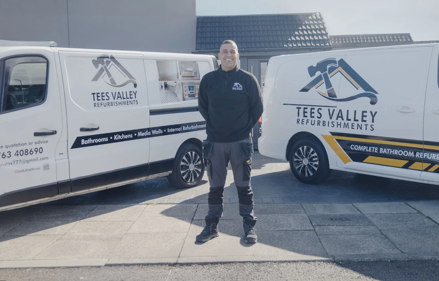 Tees Valley Refurbishments Ltd team on a bathroom project in Teesside